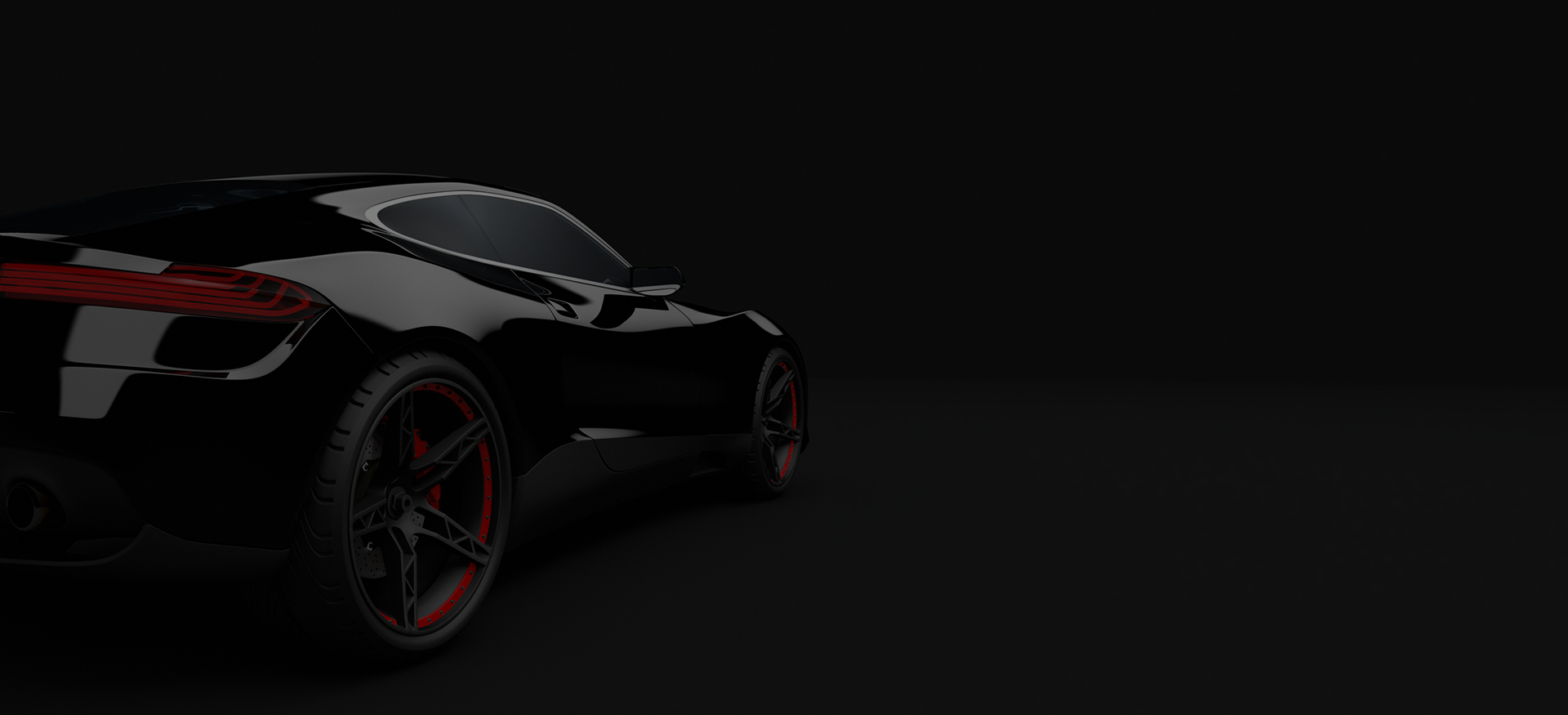 Sleek black car rear view